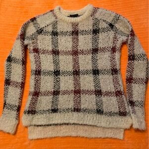 Theory Wool Mohair Alpaca Plaid Sweater  Size P